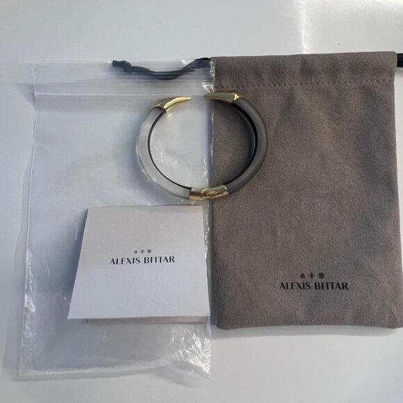 ALEXIS BITTAR,  LUCITE Black /Clear  PYRAMID HINGE CUFF BRACELET - Picture 1 of 5